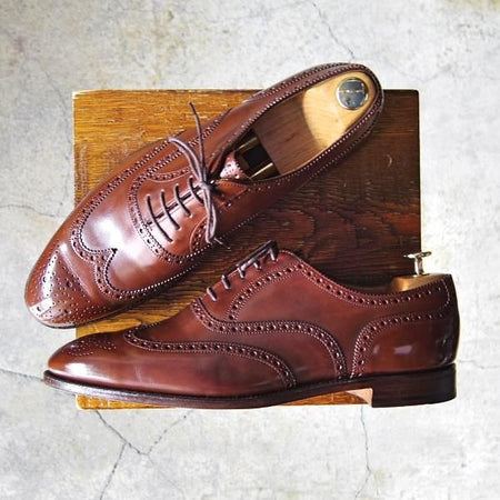 極上★(英)FOSTER&SON/フォスター&サン 9F【貴重★フルブローグ/BRITTEN 2】13030-4ラスト/カーフ/茶/CHEANEY★f705