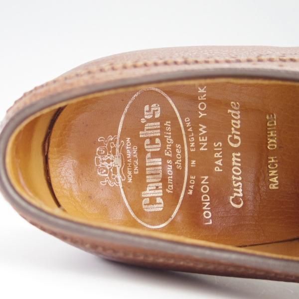 極上★チャーチ UK9程度【旧チャーチ★149ラスト/3都市ロゴ/RANCH OXHIDE】フルブローグ/茶/メンズ/Church's★f708