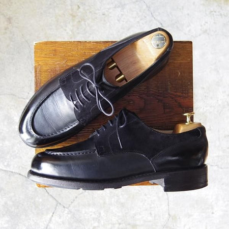 極上★パラブーツ SIZE 8.5【モデル定価￥77,000-★ドレス仕様シャンボード/CHAMBORD】スエード×カーフ/Uチップ/黒/Paraboot★f709