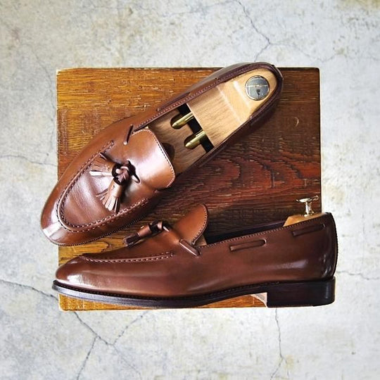 美品★(スペイン製)CARMINA/カルミナ SIZE 6【定価￥72,600-★タッセルローファー/80215】UETAMラスト/カーフ/MARRON/茶/メンズ★f712