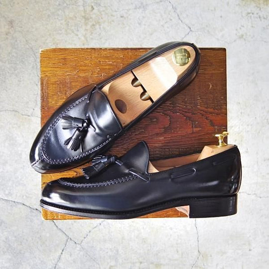 美品★(スペイン製)CARMINA/カルミナ SIZE 6【定価￥72,600-★タッセルローファー/734】FORESTラスト/カーフ/NEGRO/黒/メンズ★f713