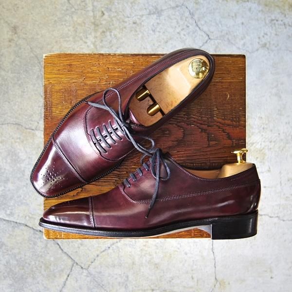 美品★ジョンロブ 5.5D【定価20万円以上★プレステージライン/SUTTON/8000ラスト】ミュージアムカーフ/PLUM/赤茶/メンズ/JOHN LOBB★f723