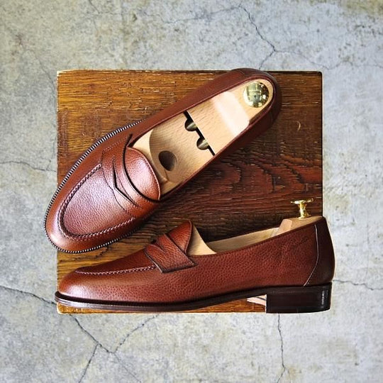 未使用★(伊)タニノクリスチー SIZE 6【貴重★デッドストック品/コインローファー/123559】グレインレザー/茶/メンズ/TANINO CRISCI★f725