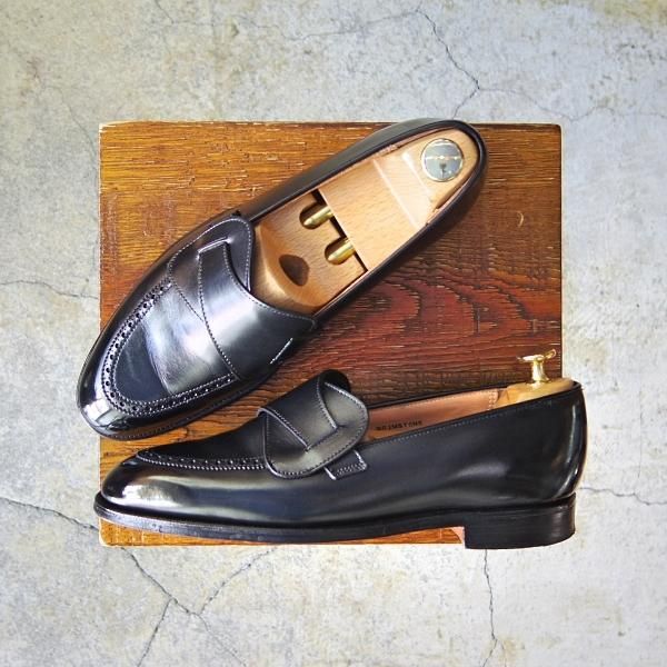 美品★クロケット&ジョーンズ 5E【定価￥95,700-★BEAMS F別注/バタフライローファー】BRIMSTONE/302ラスト/黒/Crockett&Jones★f730