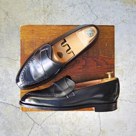 美品★クロケット&ジョーンズ 5E【定価￥95,700-★BEAMS F別注/バタフライローファー】BRIMSTONE/302ラスト/黒/Crockett&Jones★f730