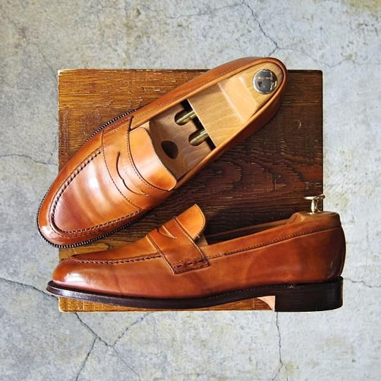 極上★(英)チーニー 7.5F【★コインローファー/カーフ】薄茶/メンズ/CHEANEY★f737