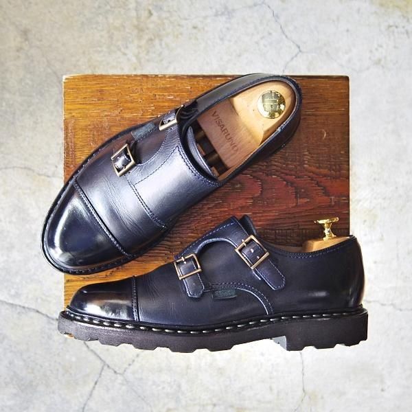 美品★パラブーツ SIZE 5【定価￥74,800-★ウィリアム/WILLIAM】ダブルモンク/リスレザー/NUIT/紺/メンズ/Paraboot★f743
