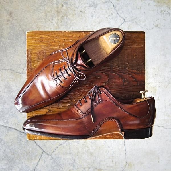 極上★(スペイン製)マグナーニ SIZE 38【現行定価7万円程度★オパンケ/ボロネーゼ製法】17127/カーフ/茶/メンズ/MAGNANNI★f746