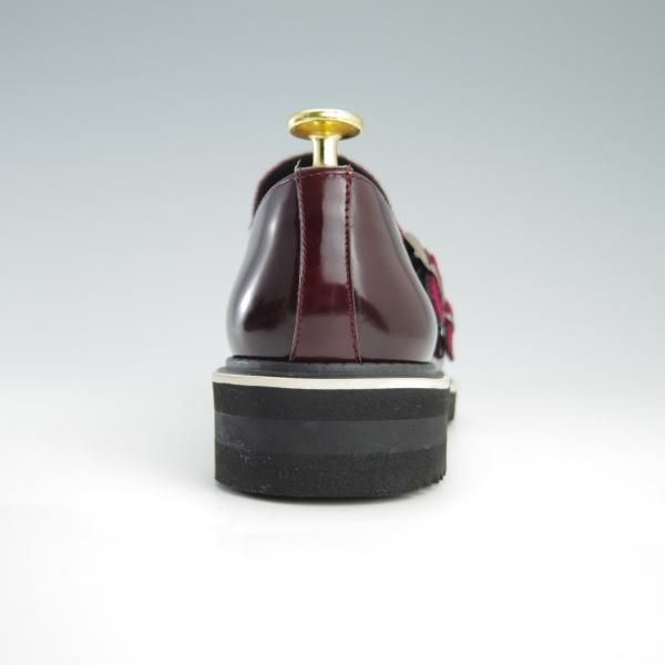 極美品★(スペイン製)Pertini/ペルティニ(レディース) SIZE 35【★ダブルモンク/ベロア×ポリッシュレザー】14081/キルト/赤茶★f756