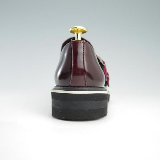 極美品★(スペイン製)Pertini/ペルティニ(レディース) SIZE 35【★ダブルモンク/ベロア×ポリッシュレザー】14081/キルト/赤茶★f756