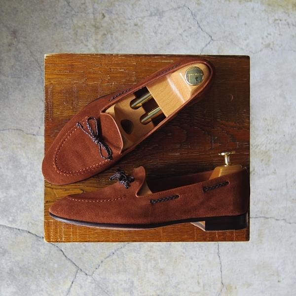 るしあん 希少 カルミーナ スエード ローファー ライトブラウン 6 るし