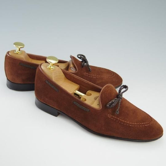 極美品★(スペイン製)CARMINA/カルミナ(レディース) SIZE 4【定価￥46,200-★リボンローファー/1659】DRACラスト/スエード/茶★f759