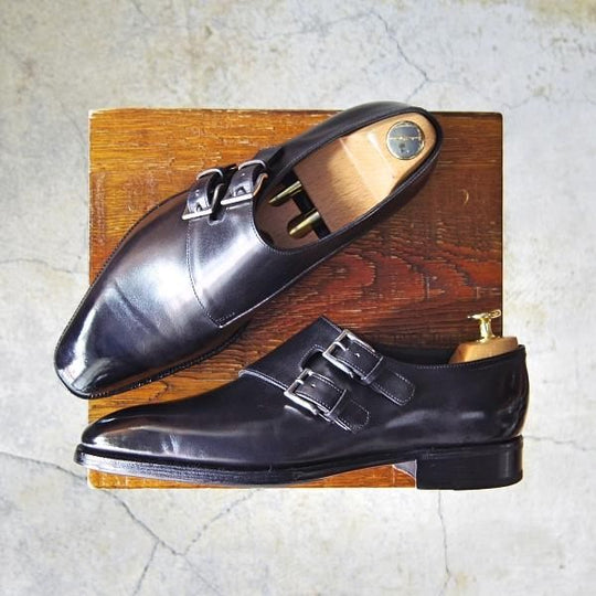 美品★ジョンロブ 5.5E【定価￥275,000-★プレステージライン/CHAPEL/8000ラスト】ミスティカーフ/ダブルモンク/黒/JOHN LOBB★f762