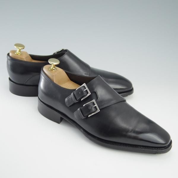 美品★ジョンロブ 5.5E【定価￥275,000-★プレステージライン/CHAPEL/8000ラスト】ミスティカーフ/ダブルモンク/黒/JOHN LOBB★f762