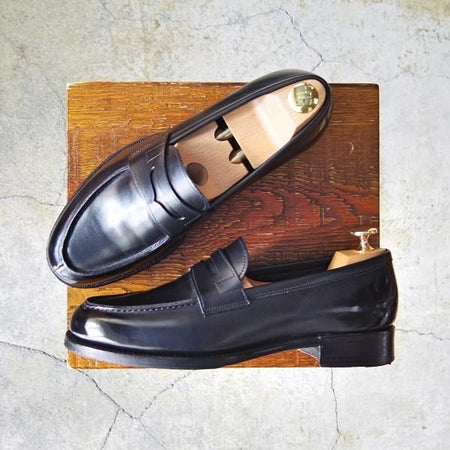 美品★三陽山長 SIZE 6.5【定価￥74,800-★弥三郎/R2013ラスト】コインローファー/カーフ/黒/メンズ/SanyoYamacho★f764