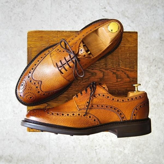 新品★(英)BARKER/バーカー 7.5F【ダイナイトソール仕様★フルブローグ/GRASSINGTON】342146/グレインレザー/シダー/茶/メンズ★f769