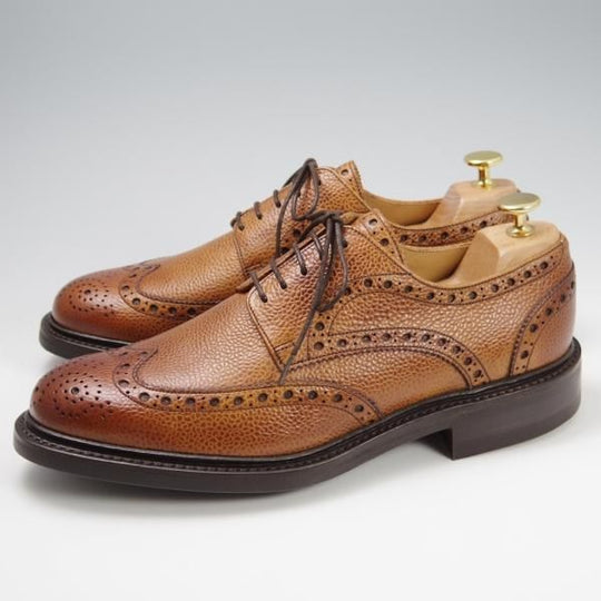 新品★(英)BARKER/バーカー 7.5F【ダイナイトソール仕様★フルブローグ/GRASSINGTON】342146/グレインレザー/シダー/茶/メンズ★f769