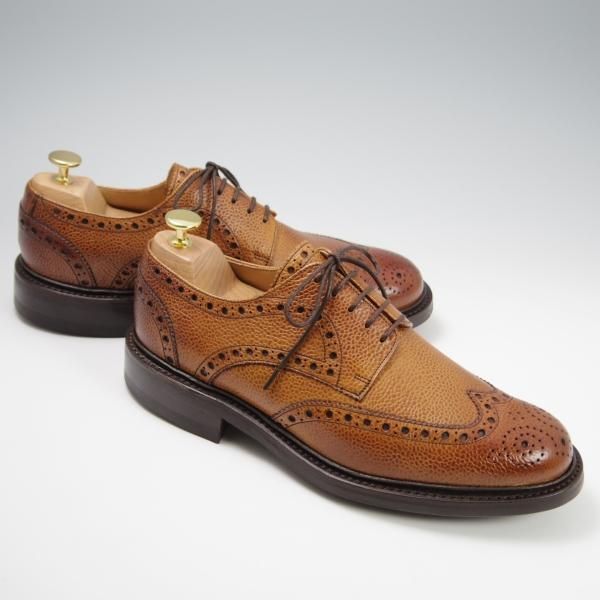 新品★(英)BARKER/バーカー 7.5F【ダイナイトソール仕様★フルブローグ/GRASSINGTON】342146/グレインレザー/シダー/茶/メンズ★f769