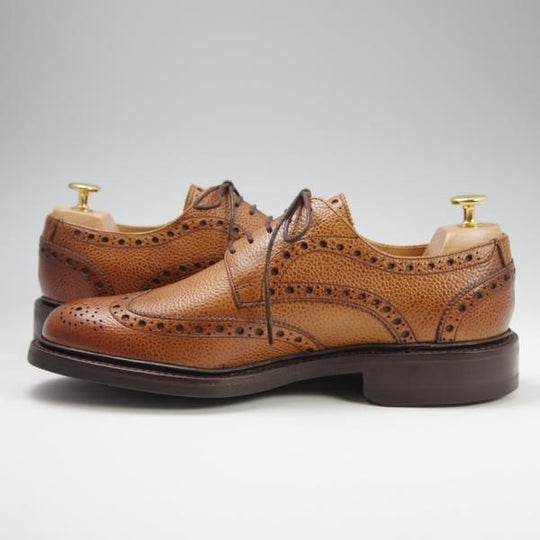 新品★(英)BARKER/バーカー 7.5F【ダイナイトソール仕様★フルブローグ/GRASSINGTON】342146/グレインレザー/シダー/茶/メンズ★f769