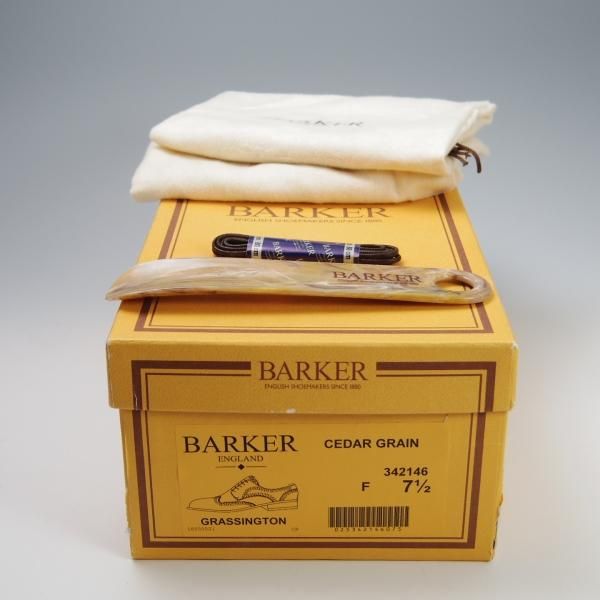 新品★(英)BARKER/バーカー 7.5F【ダイナイトソール仕様★フルブローグ/GRASSINGTON】342146/グレインレザー/シダー/茶/メンズ★f769