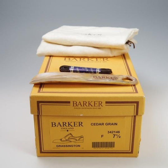新品★(英)BARKER/バーカー 7.5F【ダイナイトソール仕様★フルブローグ/GRASSINGTON】342146/グレインレザー/シダー/茶/メンズ★f769