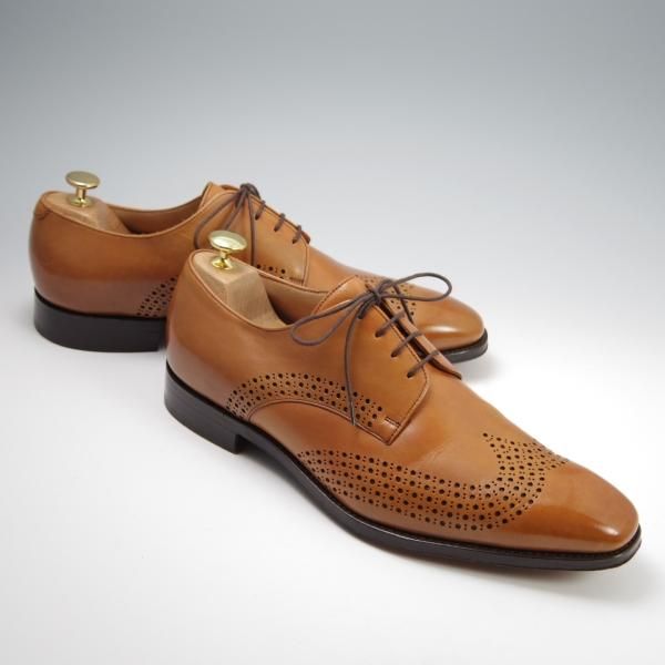 極美品★(英)チーニー 9F【貴重★ヒドゥンチャネル仕様/半カラス仕上げ】BIRMINGHAM/205ラスト/ダービーシューズ/カーフ/CHEANEY★f782