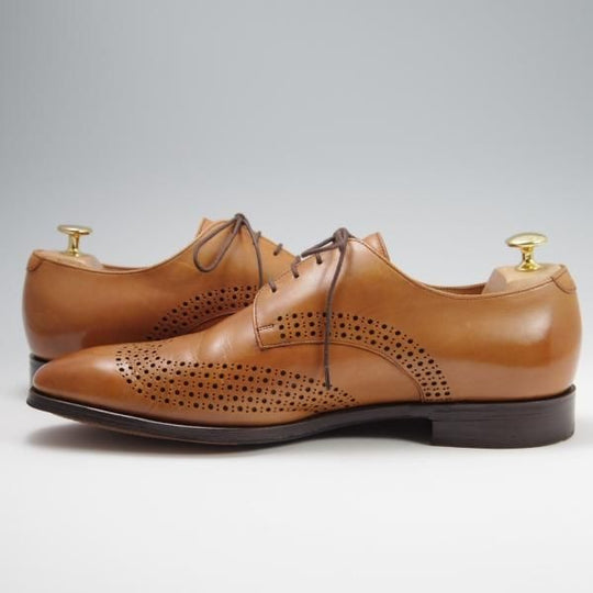 極美品★(英)チーニー 9F【貴重★ヒドゥンチャネル仕様/半カラス仕上げ】BIRMINGHAM/205ラスト/ダービーシューズ/カーフ/CHEANEY★f782