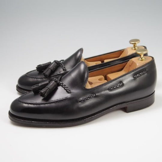 極上★クロケット&ジョーンズ 7.5F【貴重★(英)W.V.BROWN別注/タッセルローファー】カーフ/黒/メンズ/Crockett&Jones★f783