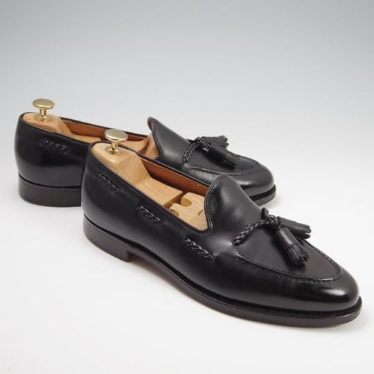 極上★クロケット&ジョーンズ 7.5F【貴重★(英)W.V.BROWN別注/タッセルローファー】カーフ/黒/メンズ/Crockett&Jones★f783