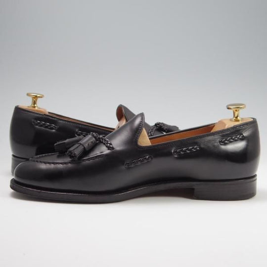 極上★クロケット&ジョーンズ 7.5F【貴重★(英)W.V.BROWN別注/タッセルローファー】カーフ/黒/メンズ/Crockett&Jones★f783