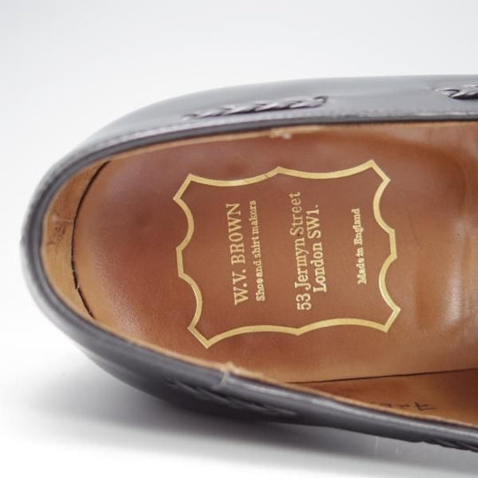 極上★クロケット&ジョーンズ 7.5F【貴重★(英)W.V.BROWN別注/タッセルローファー】カーフ/黒/メンズ/Crockett&Jones★f783