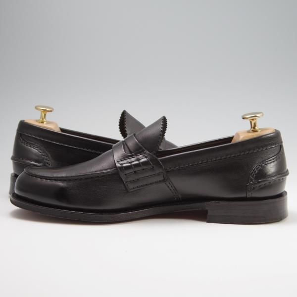 美品★チャーチ 75F/UK7.5【★コインローファー/Pembrey】126ラスト/5都市ロゴ/ビーフロール/プレステージカーフ/黒/メンズ/Church's★f785