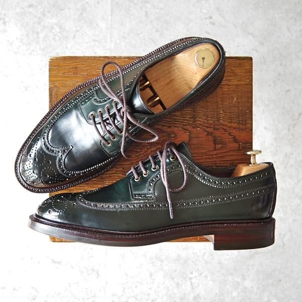 極美品★(スペイン製)CARMINA/カルミナ SIZE 8【定価￥110,000-★コードバン/VERDE/深緑】532/OSCARラスト/ロングウイング★f790