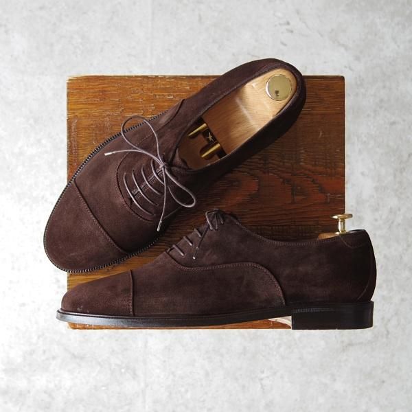 極美品★(伊)サルヴァトーレ・フェラガモ 8.5EE【★ストレートチップ/スエード】濃茶/メンズ/Salvatore Ferragamo★f794