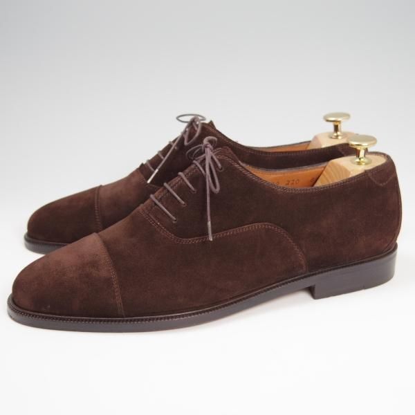 極美品★(伊)サルヴァトーレ・フェラガモ 8.5EE【★ストレートチップ/スエード】濃茶/メンズ/Salvatore Ferragamo★f794