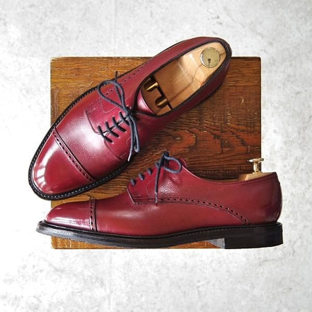 極美品★ジョンロブ 7E【貴重★8695ラスト/(水牛)バッファローレザー】BEESTON/クォーターブローグ/赤茶/メンズ/JOHN LOBB★f796