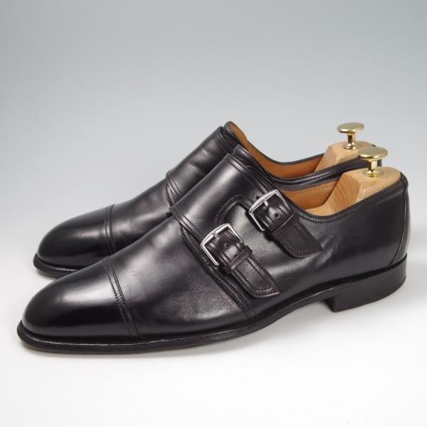 極上★ジョンロブ UK8程度【貴重★エルメス別注/HERMES/ミュージアムカーフ】H103/LORD/ダブルモンク/黒/メンズ/JOHN LOBB★f808