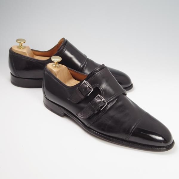 極上★ジョンロブ UK8程度【貴重★エルメス別注/HERMES/ミュージアムカーフ】H103/LORD/ダブルモンク/黒/メンズ/JOHN LOBB★f808