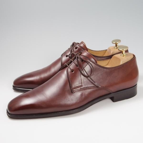美品☆(伊)サントーニ SIZE 6【☆プレーントゥ/6400】カーフ/茶/メンズ