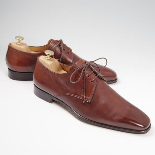 美品★(伊)サントーニ SIZE 6【★プレーントゥ/6400】カーフ/茶/メンズ/Santoni★f810