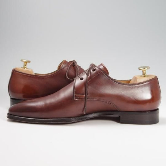 美品★(伊)サントーニ SIZE 6【★プレーントゥ/6400】カーフ/茶/メンズ/Santoni★f810