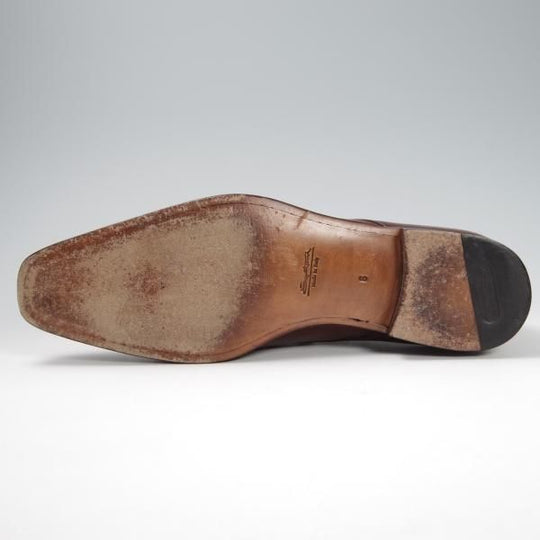 美品★(伊)サントーニ SIZE 6【★プレーントゥ/6400】カーフ/茶/メンズ/Santoni★f810