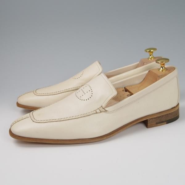未使用★(伊製)HERMES/エルメス SIZE 40.5【★スリッポン/ローファー】カーフ/白/メンズ★f822