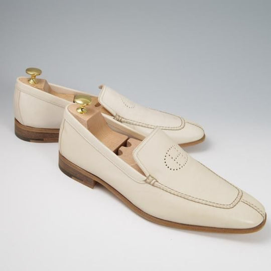 未使用★(伊製)HERMES/エルメス SIZE 40.5【★スリッポン/ローファー】カーフ/白/メンズ★f822