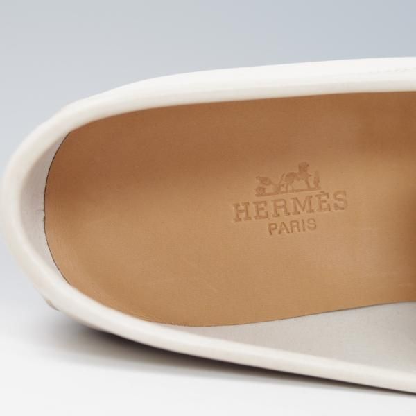 未使用★(伊製)HERMES/エルメス SIZE 40.5【★スリッポン/ローファー】カーフ/白/メンズ★f822