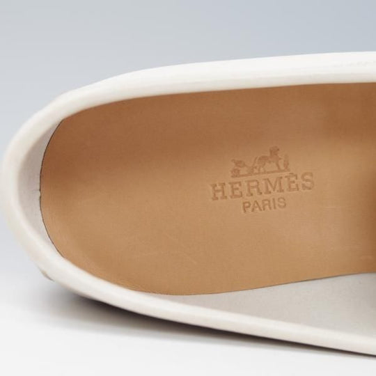 未使用★(伊製)HERMES/エルメス SIZE 40.5【★スリッポン/ローファー】カーフ/白/メンズ★f822