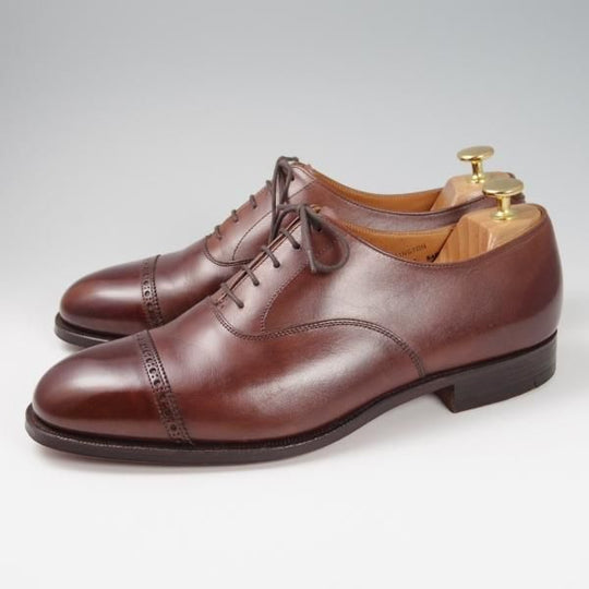 極美品★クロケット&ジョーンズ 8F【貴重★(英)GORDON SCOTT別注/BURLINGTON】パンチドキャップトゥ/カーフ/茶/Crockett&Jones★f823