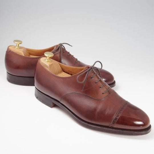 極美品★クロケット&ジョーンズ 8F【貴重★(英)GORDON SCOTT別注/BURLINGTON】パンチドキャップトゥ/カーフ/茶/Crockett&Jones★f823