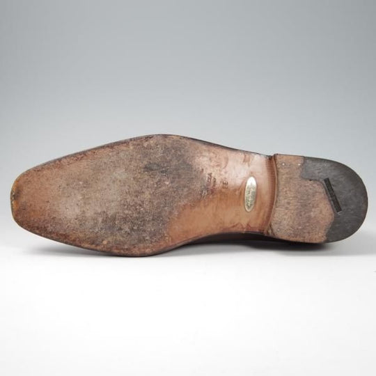 極上★(伊)サルヴァトーレ・フェラガモ 7.5EE【最上級★TRAMEZZAライン/トラメッザ】カーフ/茶/メンズ/Salvatore Ferragamo★f825