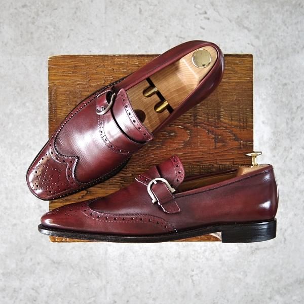 極上★(伊)サルヴァトーレ・フェラガモ 7.5EE【最上級★TRAMEZZAライン/トラメッザ】ローファー/カーフ/赤茶/Salvatore Ferragamo★f826